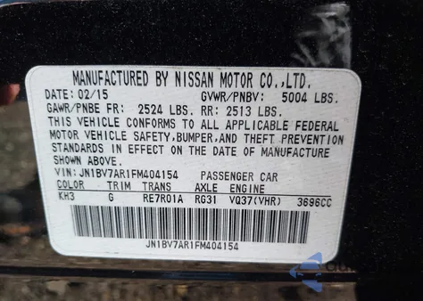 2015 Infiniti Q50 Premium/Sport z USA, uszkodzony, nr VIN JN1BV7AR1FM404154